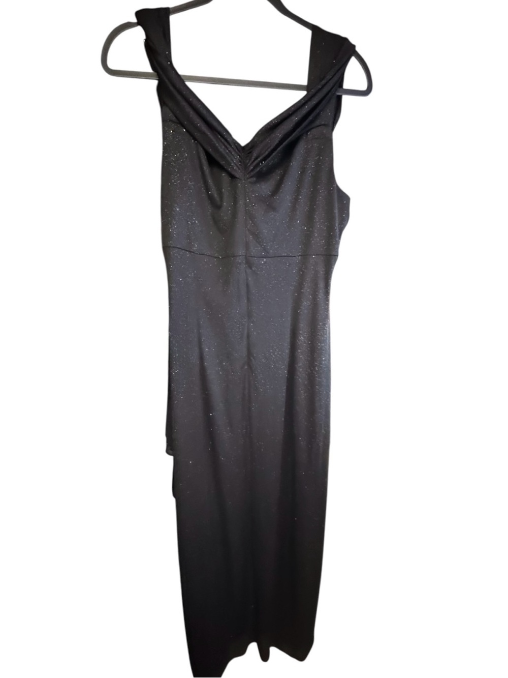 Alex Evenings Cold-Shoulder Black Draped Metallic Gown Stretchy NWT - Picture 10 of 10